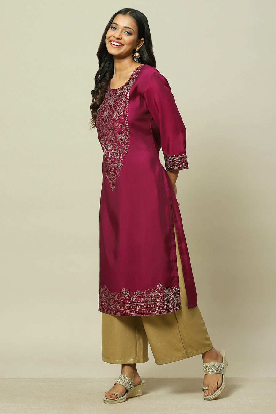 Purple LIVA Straight Kurta