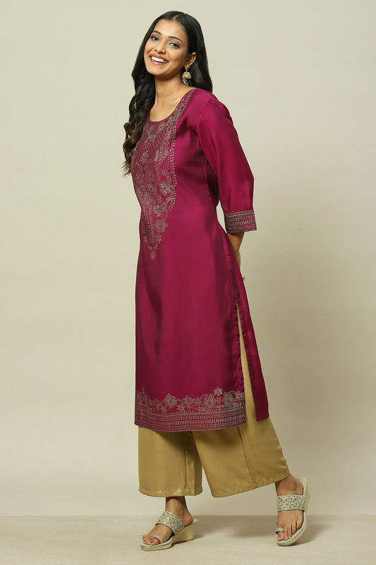 Purple LIVA Straight Kurta